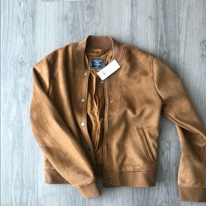 Tan Suede Bomber Jacket